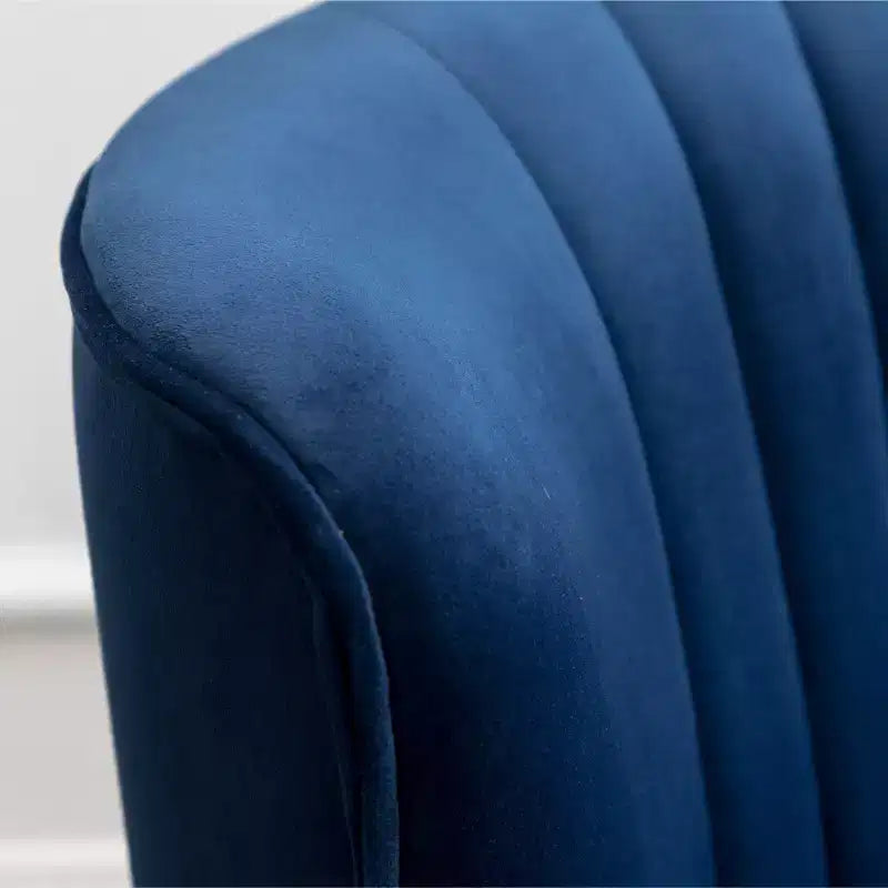 TUYOHW Modern Velvet Accent Chair with Middle Curve Back Upholstered Comfy Chair with Wood Legs Armless Accent Chair for Living Room, Bedroom