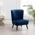 TUYOHW Modern Velvet Accent Chair with Middle Curve Back Upholstered Comfy Chair with Wood Legs Armless Accent Chair for Living Room, Bedroom