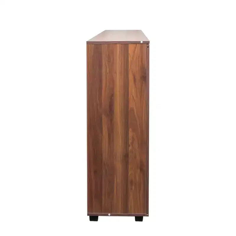 VIYET 38.7 5-Tier Shoe Cabinet, Walnut Particle Board+MDF Organizer w/ Adjustable Shelves & Louvered Doors