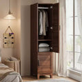 Garvee Armoire Wardrobe Closet with 2 Doors,72 Wooden Wardrobe Cabinet with Hanging Rod, Narrow Tall Armoire with 18 Adjustable Shelves for Bedroom