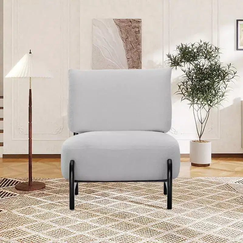 TUYOHW Modern Teddy Fleece Accent Chair,Upholstered Living Room Chair with Solid Wood Frame,Soft Cushion,Armless Chair for Bedroom,Home
