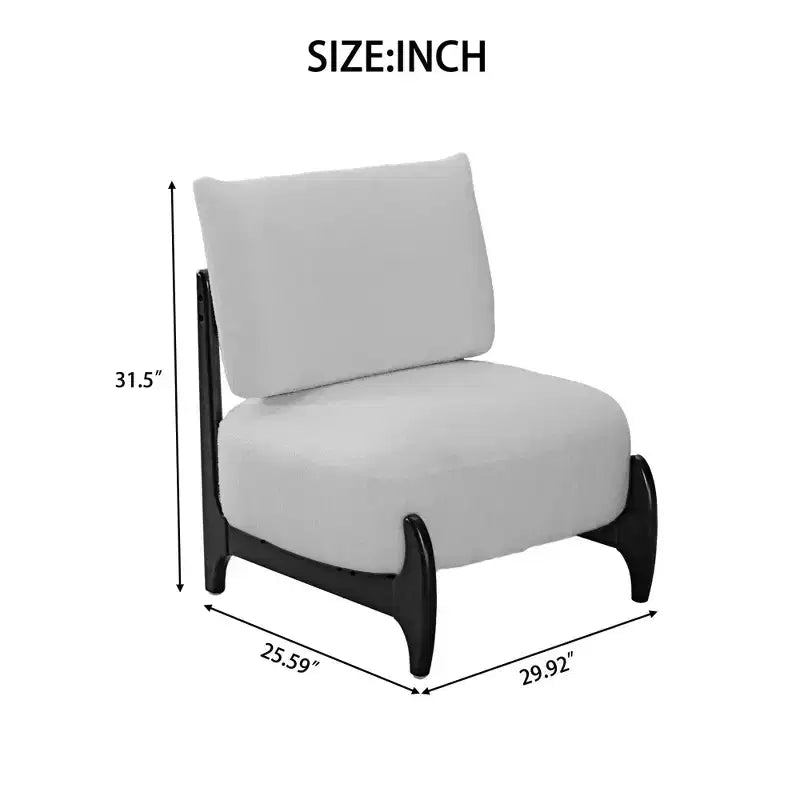 TUYOHW Modern Teddy Fleece Accent Chair,Upholstered Living Room Chair with Solid Wood Frame,Soft Cushion,Armless Chair for Bedroom,Home