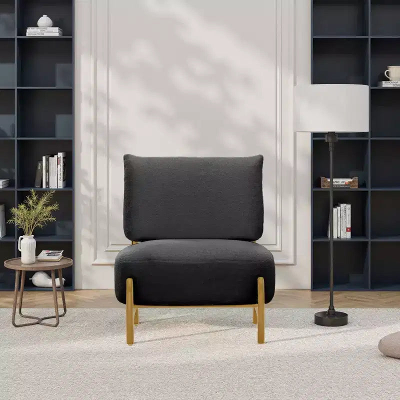 TUYOHW Modern Teddy Fleece Accent Chair,Upholstered Living Room Chair with Solid Wood Frame,Soft Cushion,Armless Chair for Bedroom,Home
