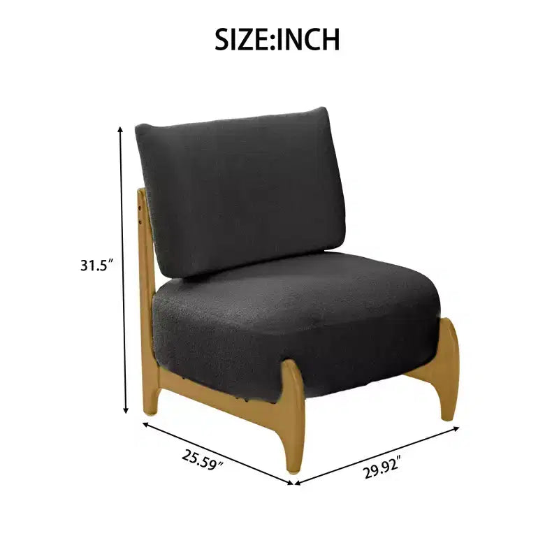 TUYOHW Modern Teddy Fleece Accent Chair,Upholstered Living Room Chair with Solid Wood Frame,Soft Cushion,Armless Chair for Bedroom,Home