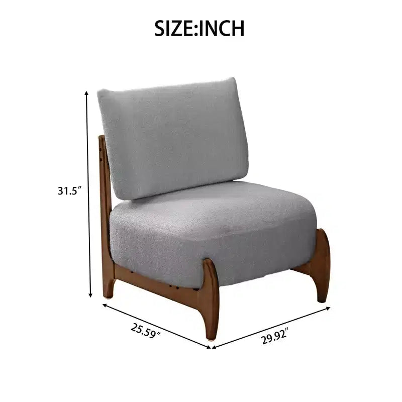 TUYOHW Modern Teddy Fleece Accent Chair,Upholstered Living Room Chair with Solid Wood Frame,Soft Cushion,Armless Chair for Bedroom,Home