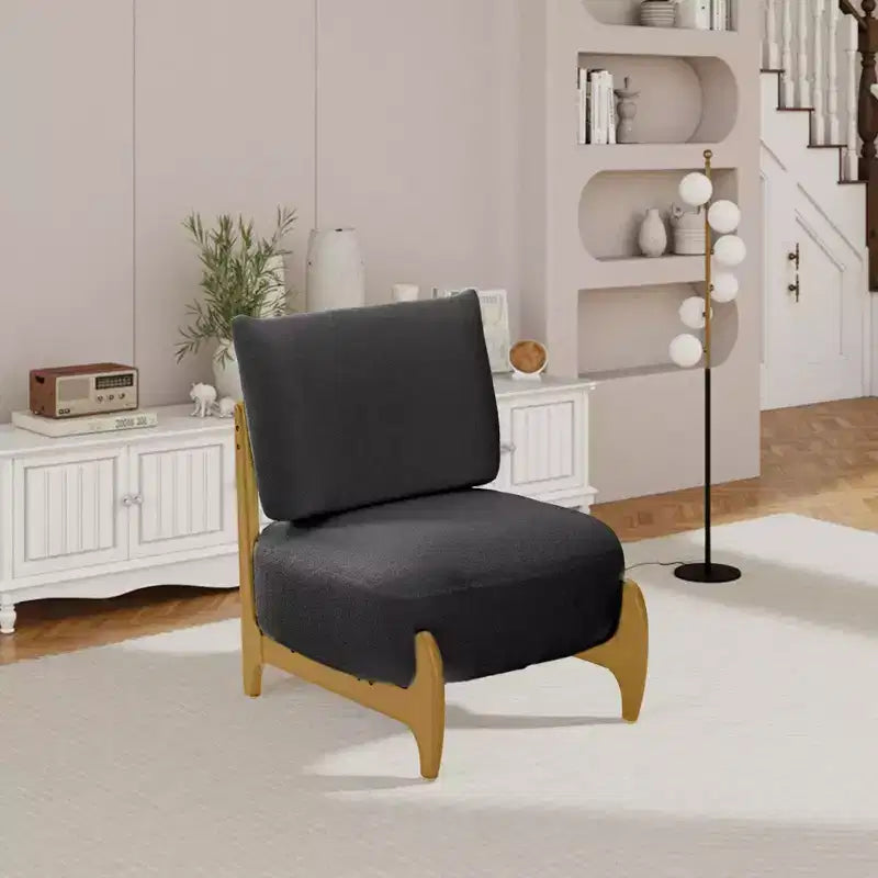 TUYOHW Modern Teddy Fleece Accent Chair,Upholstered Living Room Chair with Solid Wood Frame,Soft Cushion,Armless Chair for Bedroom,Home