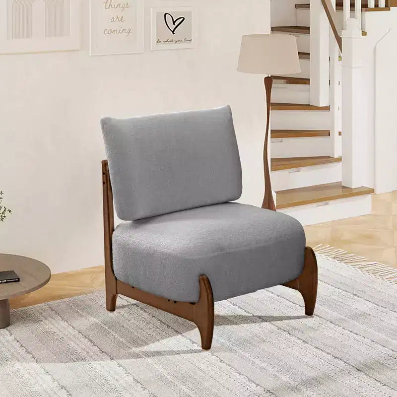 TUYOHW Modern Teddy Fleece Accent Chair,Upholstered Living Room Chair with Solid Wood Frame,Soft Cushion,Armless Chair for Bedroom,Home