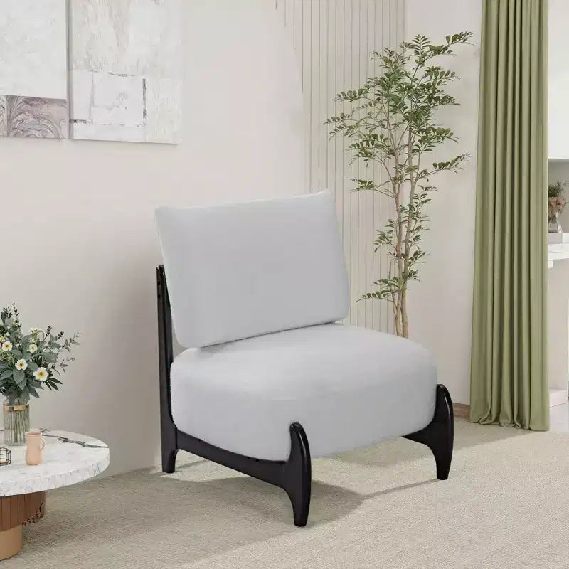 TUYOHW Modern Teddy Fleece Accent Chair,Upholstered Living Room Chair with Solid Wood Frame,Soft Cushion,Armless Chair for Bedroom,Home