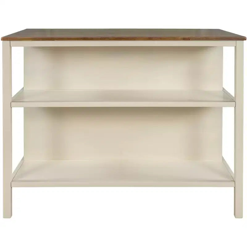 sumyeg 45 Solid Wood Kitchen Island with Butcher Block and Open Shelves for Small Spaces