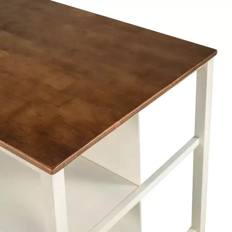 sumyeg 45 Solid Wood Kitchen Island with Butcher Block and Open Shelves for Small Spaces