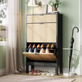 Shoe Cabinet with 2 Flip Drawers & Sliding Drawer, Adjustable Shelf Shoe Storage Cabinet for Front Door, Space-Saving Shoe Organiser for 8-12 Pairs