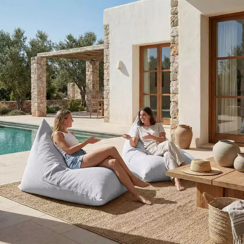 Christopher Knight Home Luming Modern Patio Bean Bag Lounge Chairs (Set of 2)