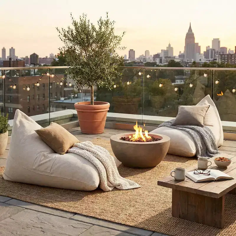 Christopher Knight Home Luming Modern Patio Bean Bag Lounge Chairs (Set of 2)