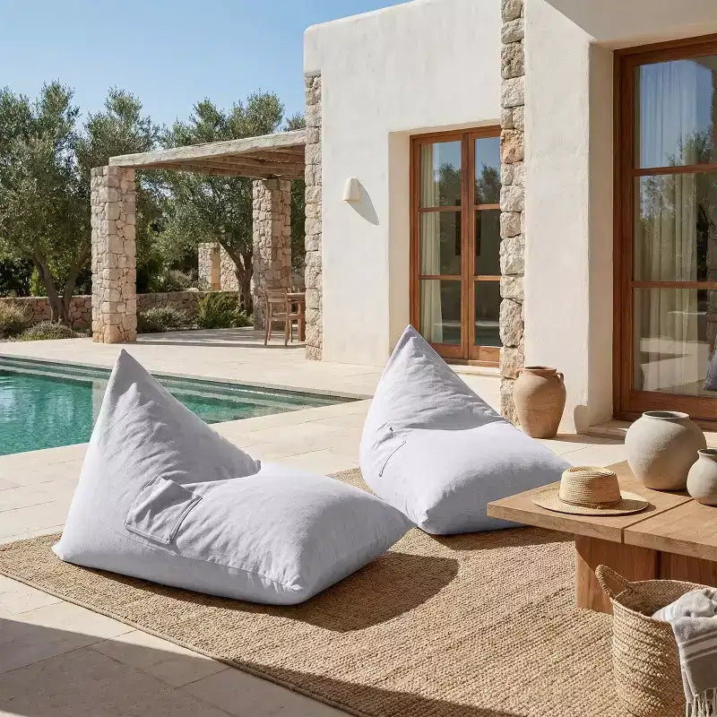 Christopher Knight Home Luming Modern Patio Bean Bag Lounge Chairs (Set of 2)