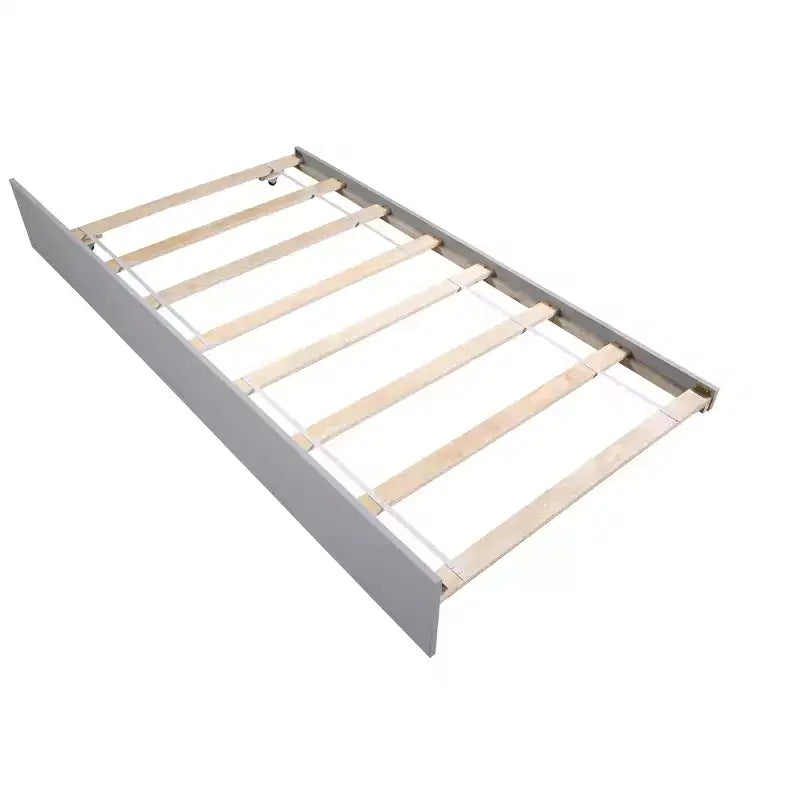 Bellemave Twin Platform Bed with Trundle,Pine Platform Bed Frame with Headboard and Footboard for Bedroom