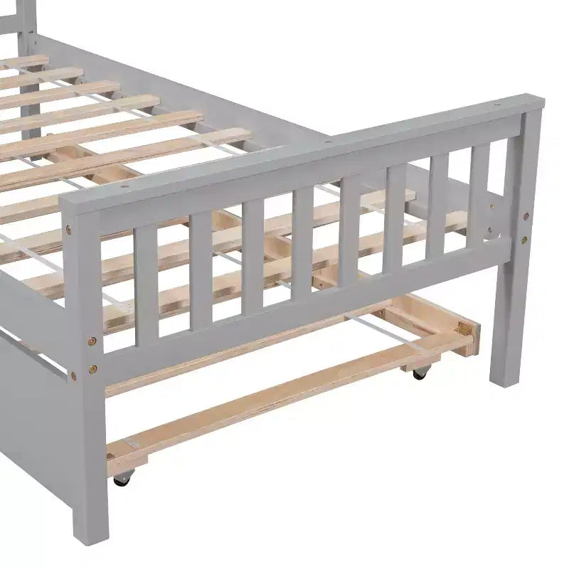 Bellemave Twin Platform Bed with Trundle,Pine Platform Bed Frame with Headboard and Footboard for Bedroom