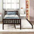 Bellemave Twin Platform Bed with Trundle,Pine Platform Bed Frame with Headboard and Footboard for Bedroom