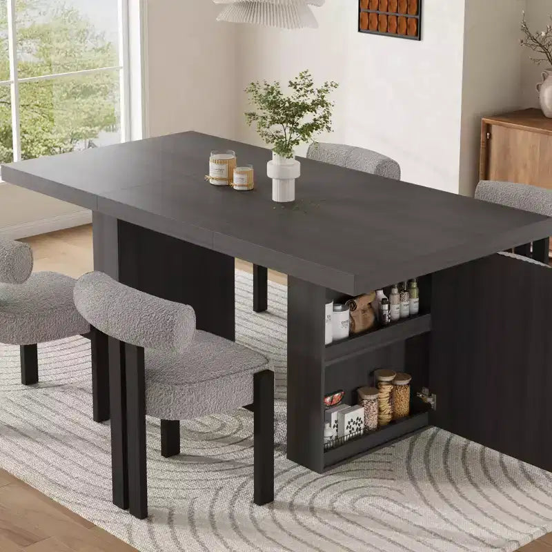 70.8 Dining Table for 6 8 10, Modern Dining Room Table with Storage, Wood Kitchen Table with Fluted Legs, Dinner Tables for Kitchen Dining Room