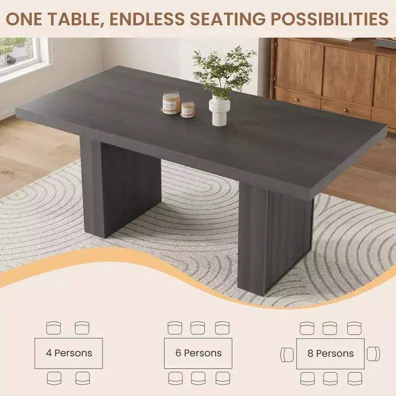 70.8 Dining Table for 6 8 10, Modern Dining Room Table with Storage, Wood Kitchen Table with Fluted Legs, Dinner Tables for Kitchen Dining Room