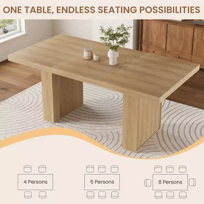 70.8 Dining Table for 6 8 10, Modern Dining Room Table with Storage, Wood Kitchen Table with Fluted Legs, Dinner Tables for Kitchen Dining Room