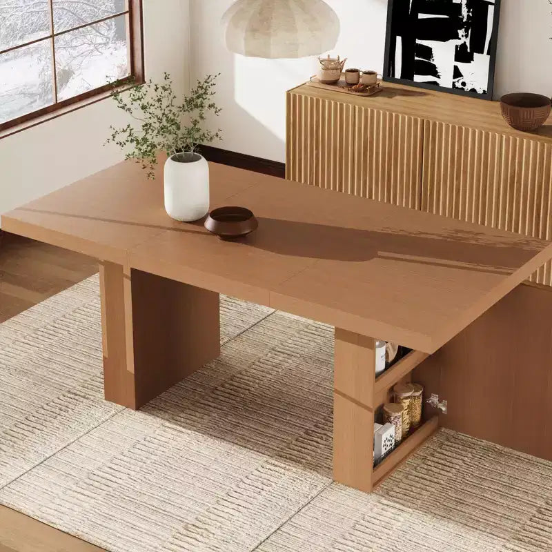 70.8 Dining Table for 6 8 10, Modern Dining Room Table with Storage, Wood Kitchen Table with Fluted Legs, Dinner Tables for Kitchen Dining Room