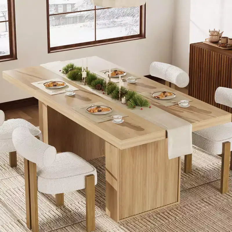 70.8 Dining Table for 6 8 10, Modern Dining Room Table with Storage, Wood Kitchen Table with Fluted Legs, Dinner Tables for Kitchen Dining Room