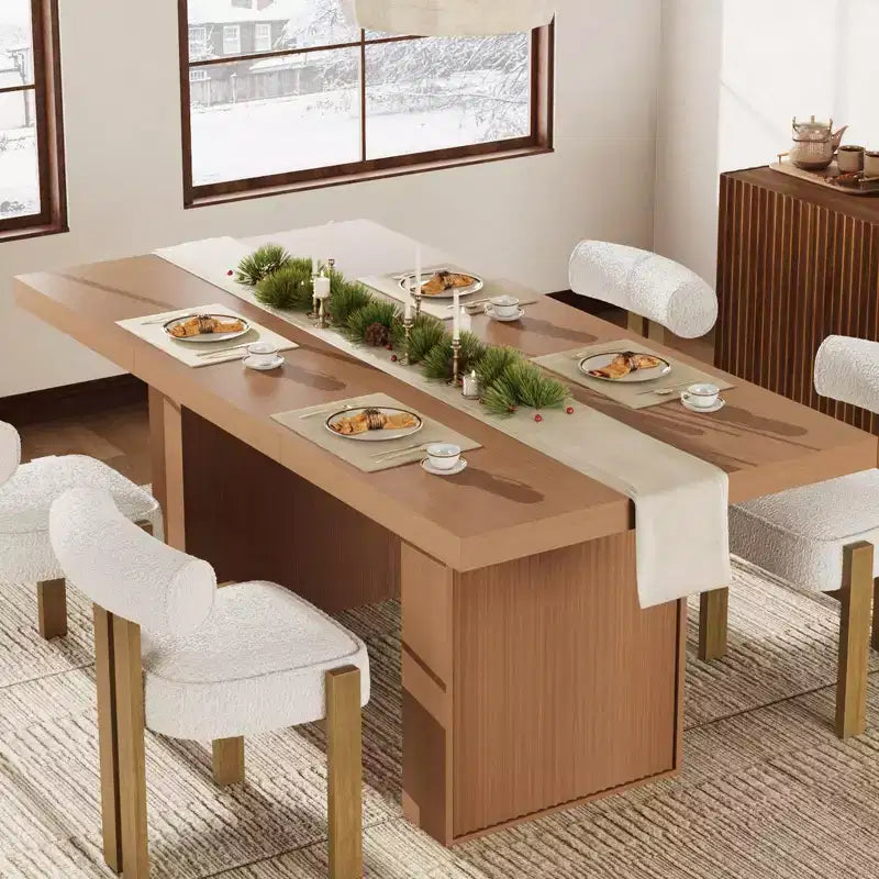 70.8 Dining Table for 6 8 10, Modern Dining Room Table with Storage, Wood Kitchen Table with Fluted Legs, Dinner Tables for Kitchen Dining Room