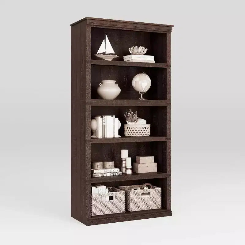 5 Tier Bookcase, Farmhouse Book Shelf with Storage Open Display Bookshelves, 67.4 Tall Book Case Wooden 5 Shelf Bookcase Home Decor