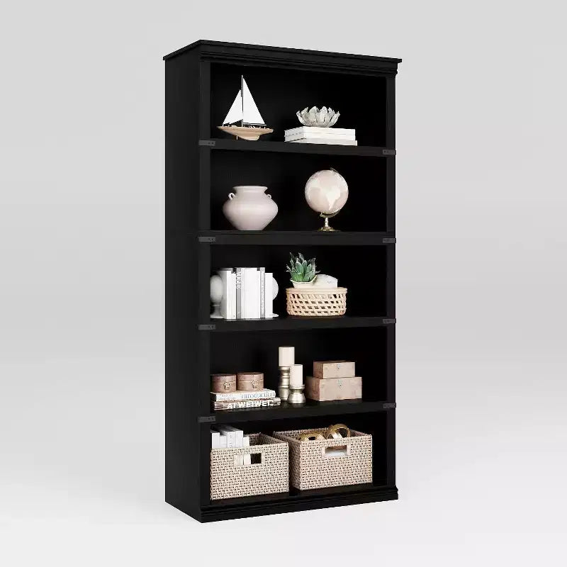 5 Tier Bookcase, Farmhouse Book Shelf with Storage Open Display Bookshelves, 67.4 Tall Book Case Wooden 5 Shelf Bookcase Home Decor
