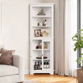 Acekool Corner Cabinet with Glass Doors, Adjustable Shelves, Tall Organizer, White Storage for Bathroom Kitchen or Living Room
