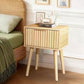 VINGLI Fluted Nightstands with Drawer, Mid Century Modern Nightstands, Bedside Table, End Table