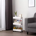 Karl Home 3-Layer Mobile Multi-functional Slim Storage Cart,White