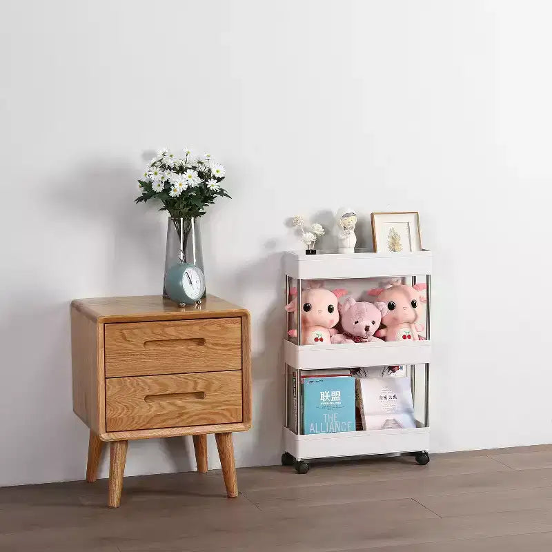 Karl Home 3-Layer Mobile Multi-functional Slim Storage Cart,White