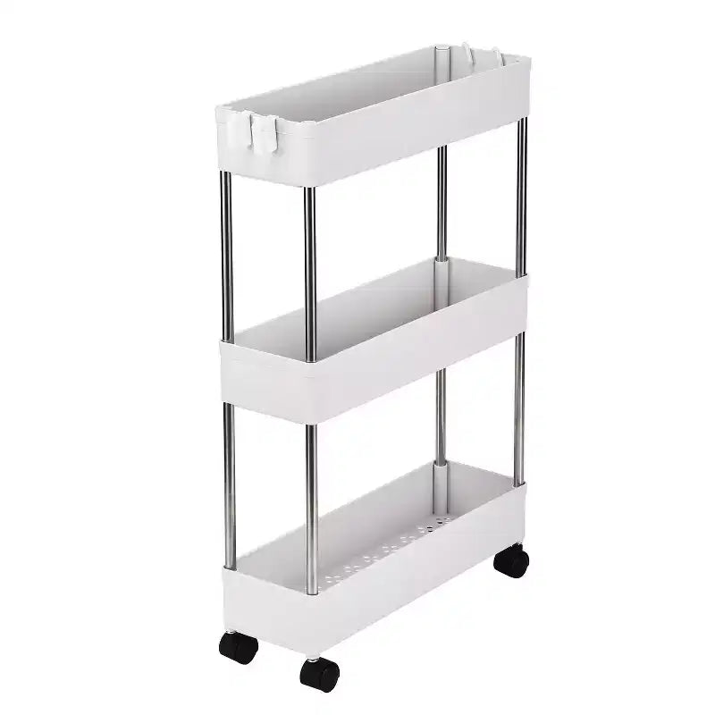 Karl Home 3-Layer Mobile Multi-functional Slim Storage Cart,White