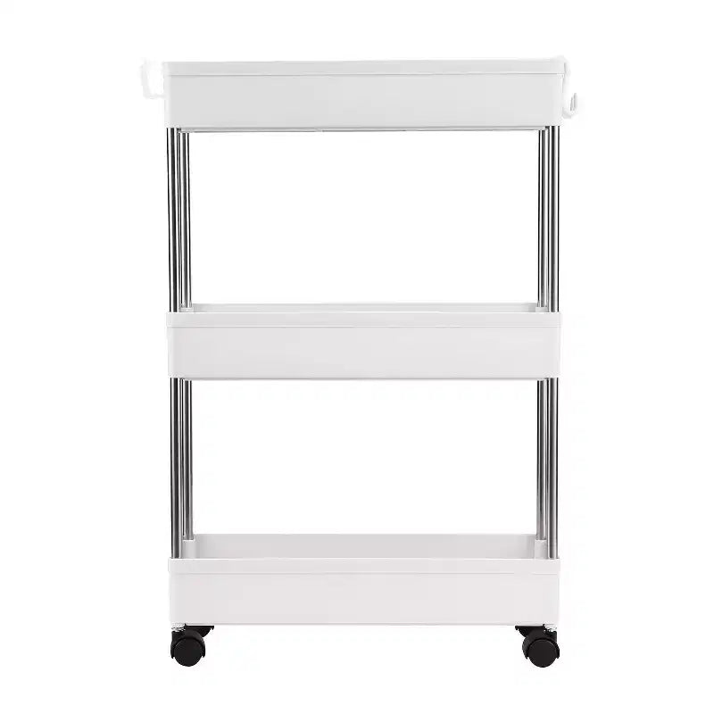 Karl Home 3-Layer Mobile Multi-functional Slim Storage Cart,White