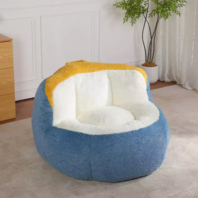 Bean Bag Chairs,Multicolor Faux Fur Couch Filled with Shredded Sponge,Large Lounger Sofa For Living Room,No Assembly Required