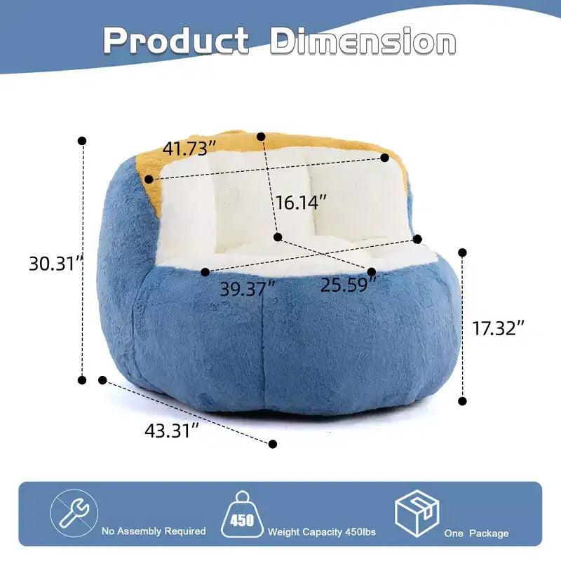 Bean Bag Chairs,Multicolor Faux Fur Couch Filled with Shredded Sponge,Large Lounger Sofa For Living Room,No Assembly Required