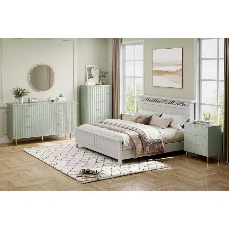 Modern 3 Drawer Dresser for Bedroom with Gold Handle & Drawer, Wood Double Chest of Drawers,Storage Organizer for Living Room, Hallway, Entryway