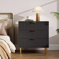 Modern 3 Drawer Dresser for Bedroom with Gold Handle & Drawer, Wood Double Chest of Drawers,Storage Organizer for Living Room, Hallway, Entryway