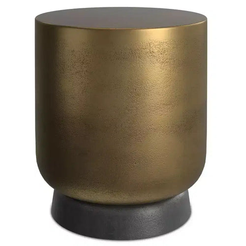 Ashwood Contemporary 16 inch Wide Cast Aluminum Side Table in Antique Brass/Antique Bronze, Fully Assembled