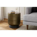 Ashwood Contemporary 16 inch Wide Cast Aluminum Side Table in Antique Brass/Antique Bronze, Fully Assembled