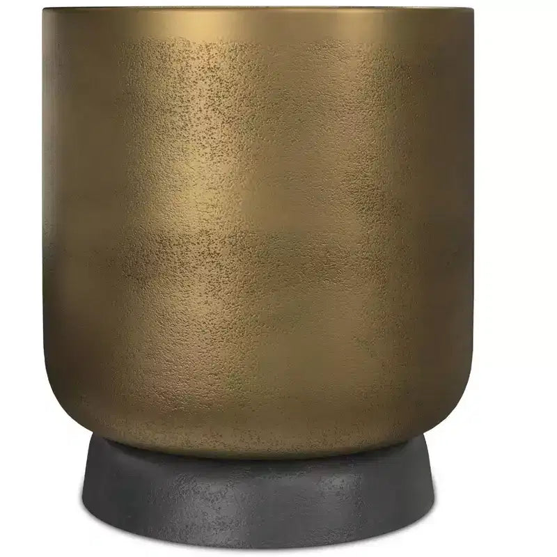 Ashwood Contemporary 16 inch Wide Cast Aluminum Side Table in Antique Brass/Antique Bronze, Fully Assembled