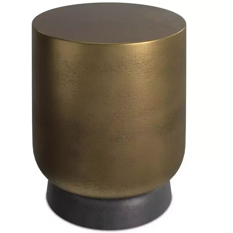 Ashwood Contemporary 16 inch Wide Cast Aluminum Side Table in Antique Brass/Antique Bronze, Fully Assembled