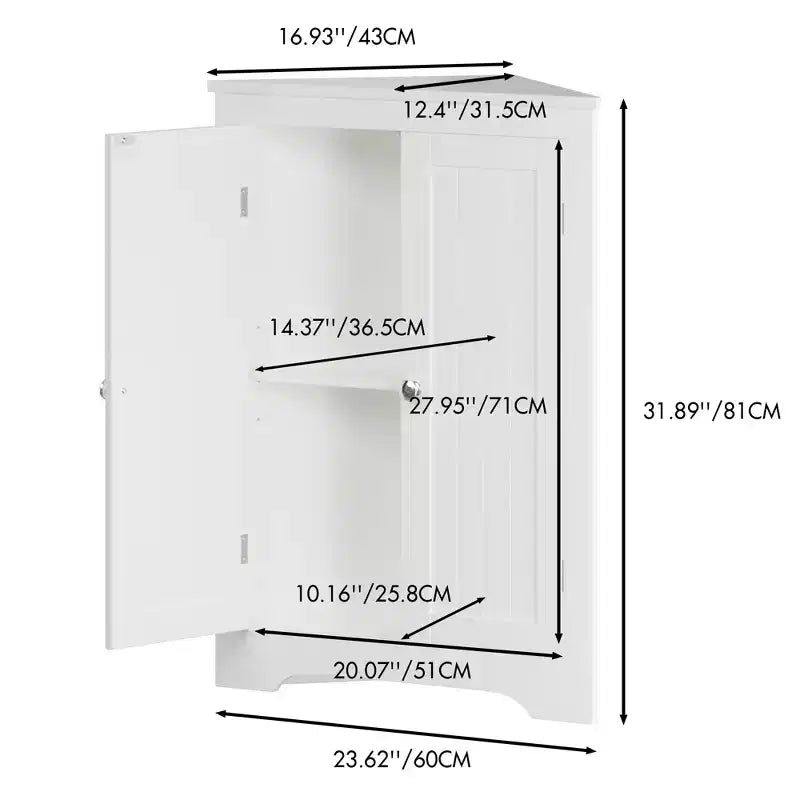 sumyeg Corner Cabinet with 2 Doors and Adjustable Shelves for Home Storage