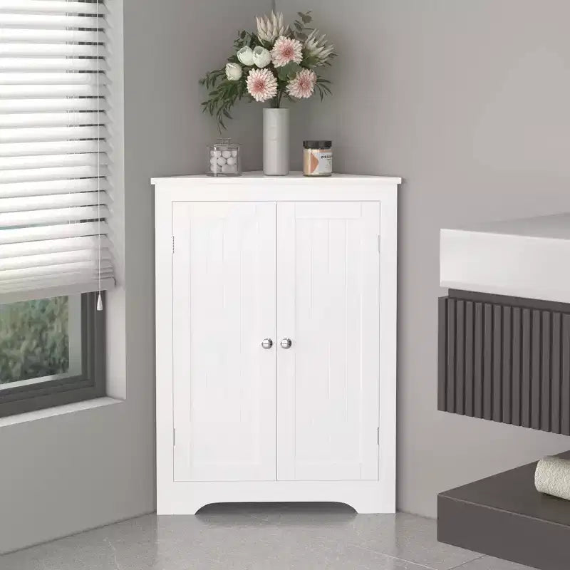 sumyeg Corner Cabinet with 2 Doors and Adjustable Shelves for Home Storage