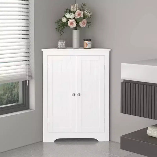sumyeg Corner Cabinet with 2 Doors and Adjustable Shelves for Home Storage