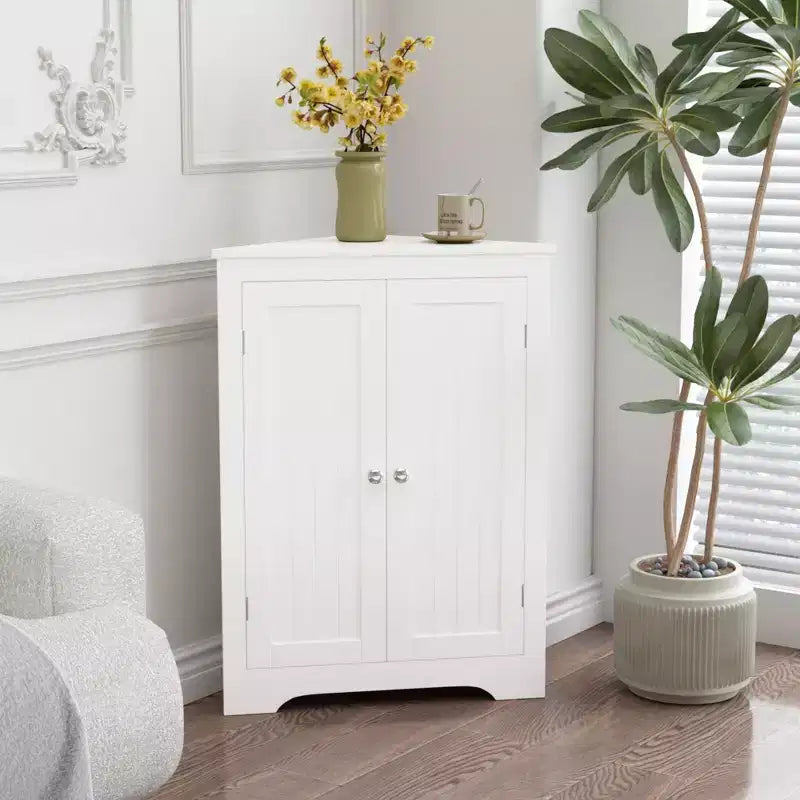 sumyeg Corner Cabinet with 2 Doors and Adjustable Shelves for Home Storage