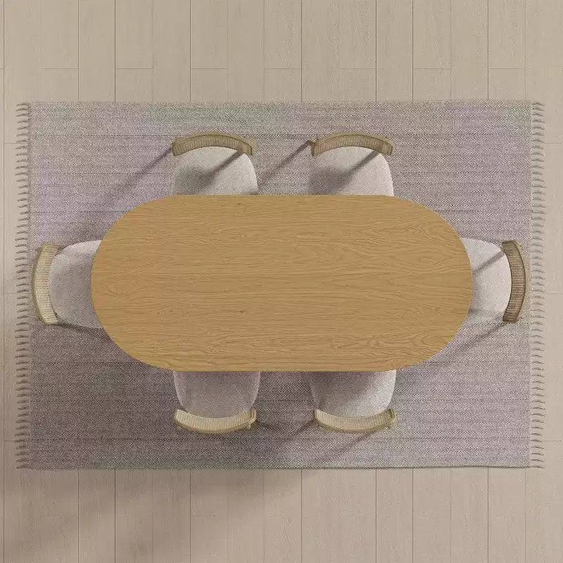 PexFix Modern Farmhouse Kitchen Dining Room Table Home Furniture Oval Oak Kitchen Table with Rattan Woven Legs for Kitchen Bar Living Room