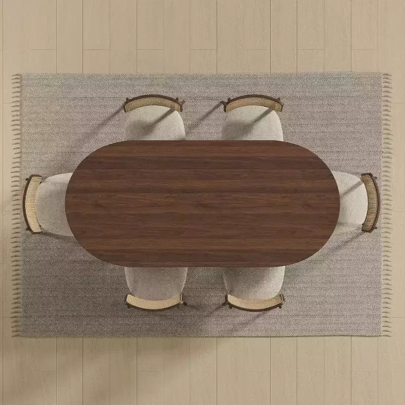 PexFix Modern Farmhouse Kitchen Dining Room Table Home Furniture Oval Oak Kitchen Table with Rattan Woven Legs for Kitchen Bar Living Room