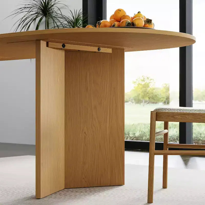 PexFix Solid Wood Farmhouse Dining Table with V-Shaped Legs and Oval Wood Top for Modern Dining Rooms & Family Gatherings